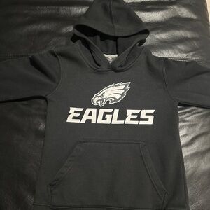 Philadelphia Eagles Black Hooded Sweatshirt Youth Size Small Preowned Good Cond